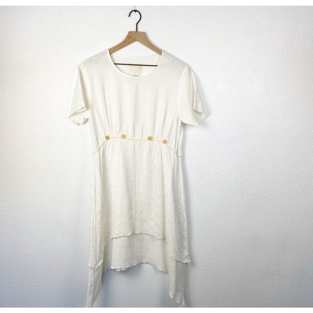 Nooshin cream knit art to wear lagenlook tunic top small
